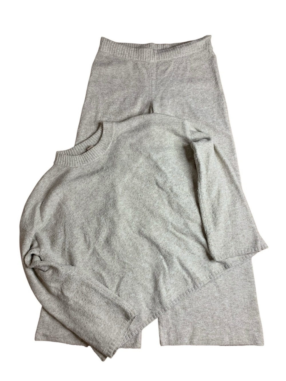 H&M Co-ord Lounge Set - Knit Sweater & Wide Leg Pants - Beige - Medium